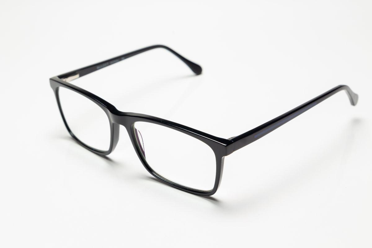 Black rectangular computer glasses on white background